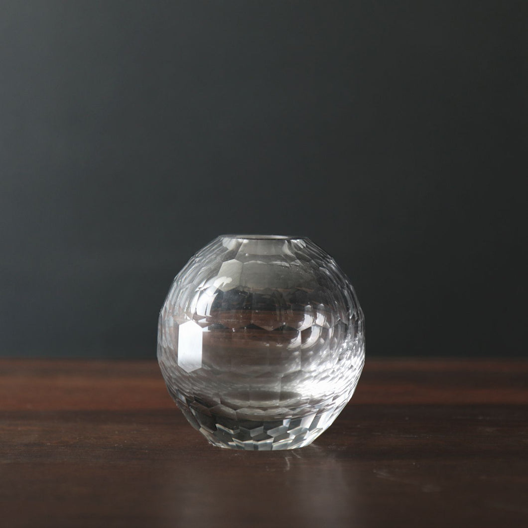 Round Clear Faceted Bud Vase