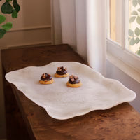 Alabaster Extra Large Rectangular Tray White Swir