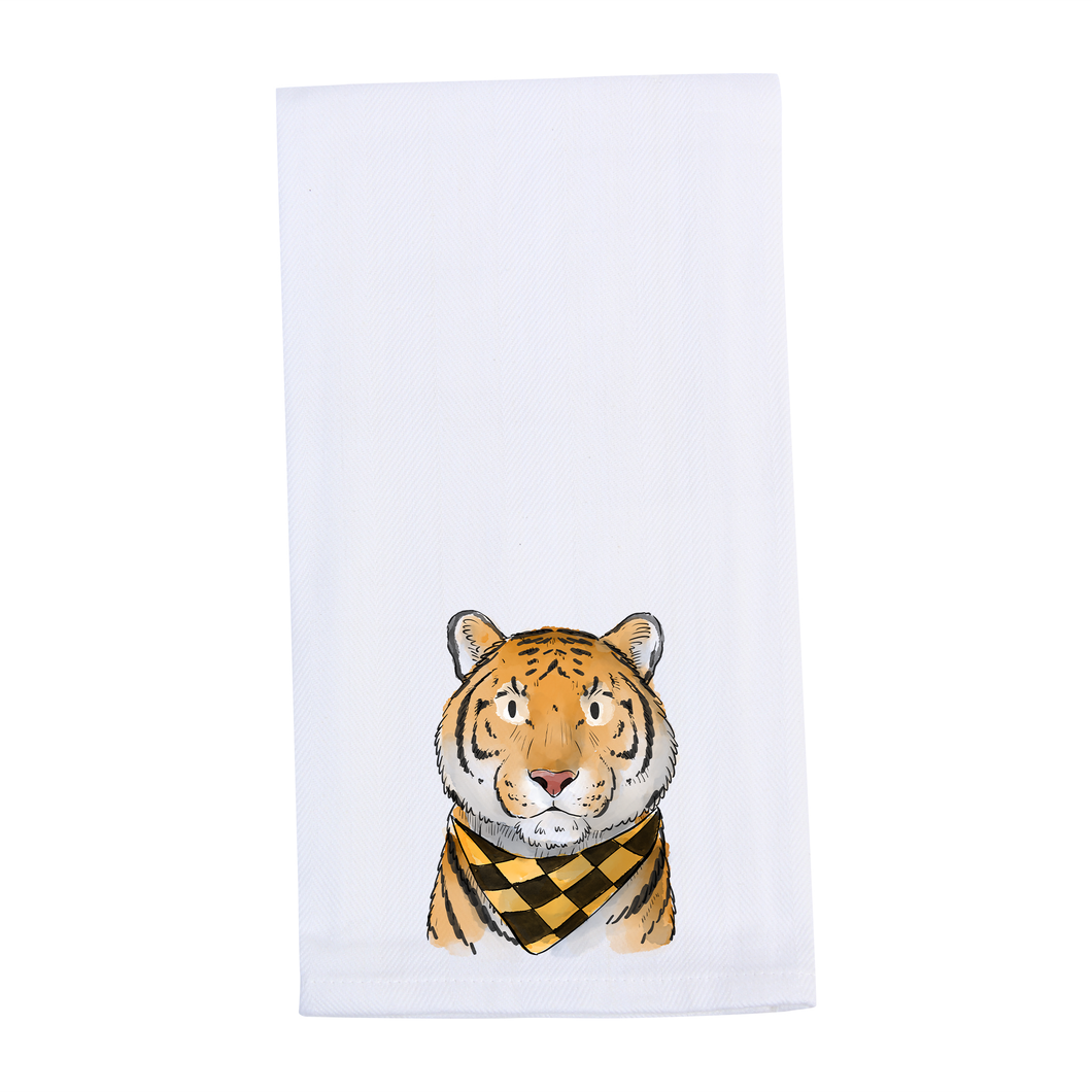 Gold and Black Tiger Front Tea Towel
