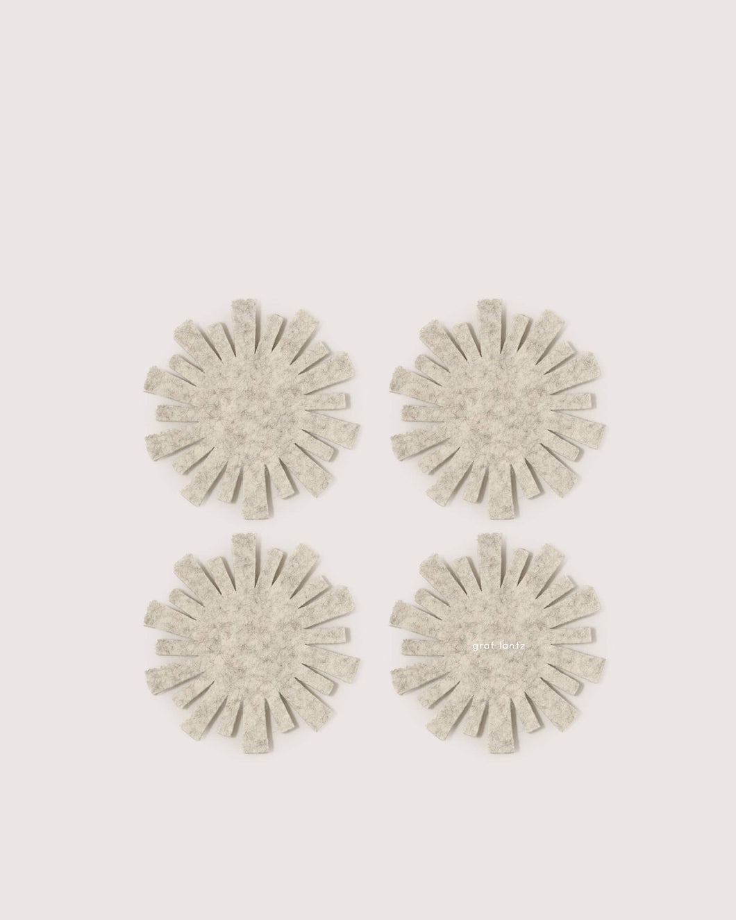 Merino Wool Starburst Coaster Solid 4 Pack - Heather White