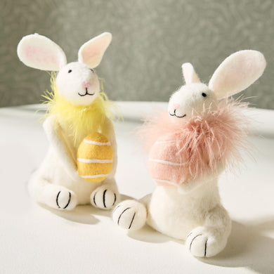 Bunny w/Egg and Feather Boa