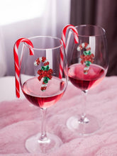 Candy Cane Christmas Holiday Jeweled Stemmed Wine Glass