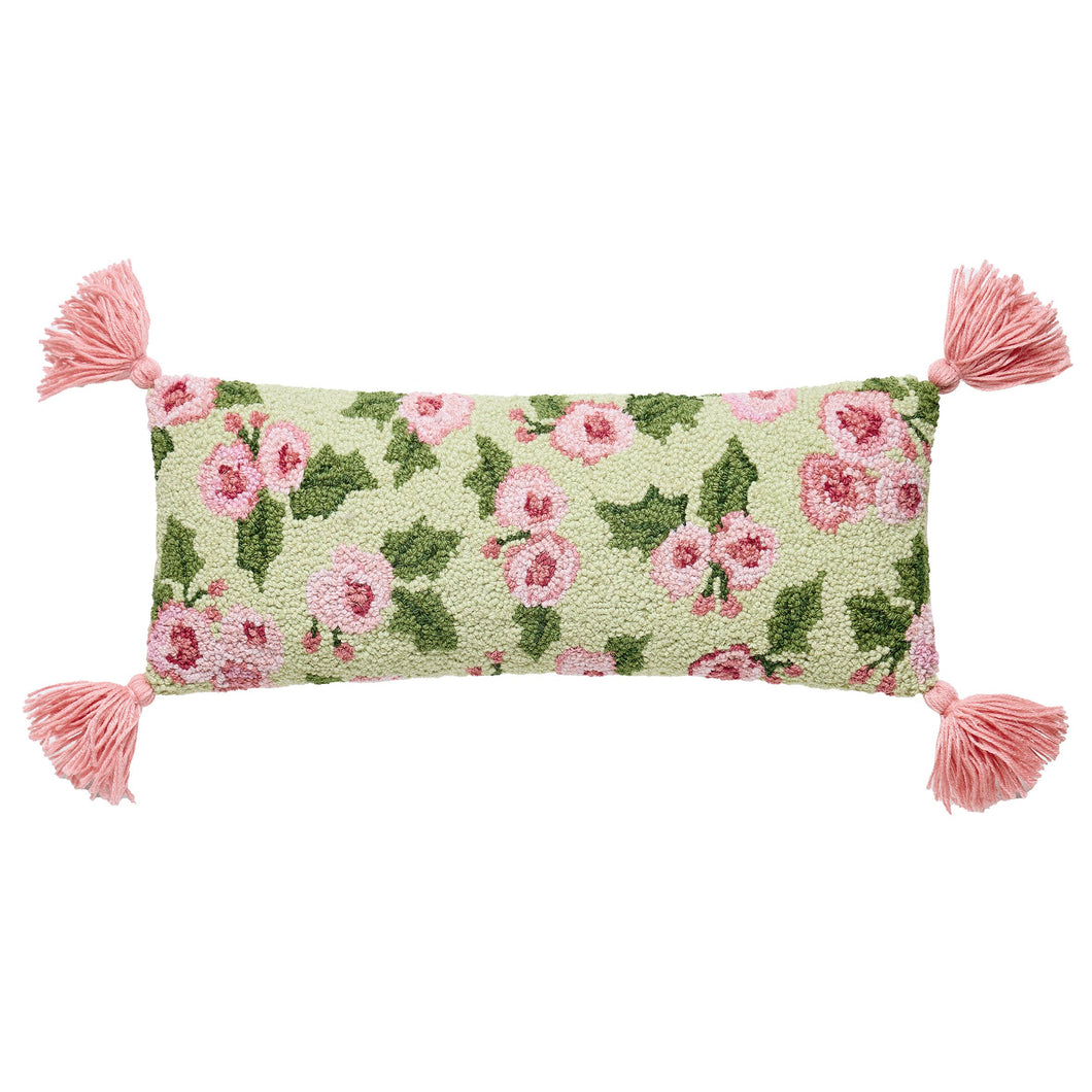 Cottage Charm Roses w/Tassels Hook Pillow