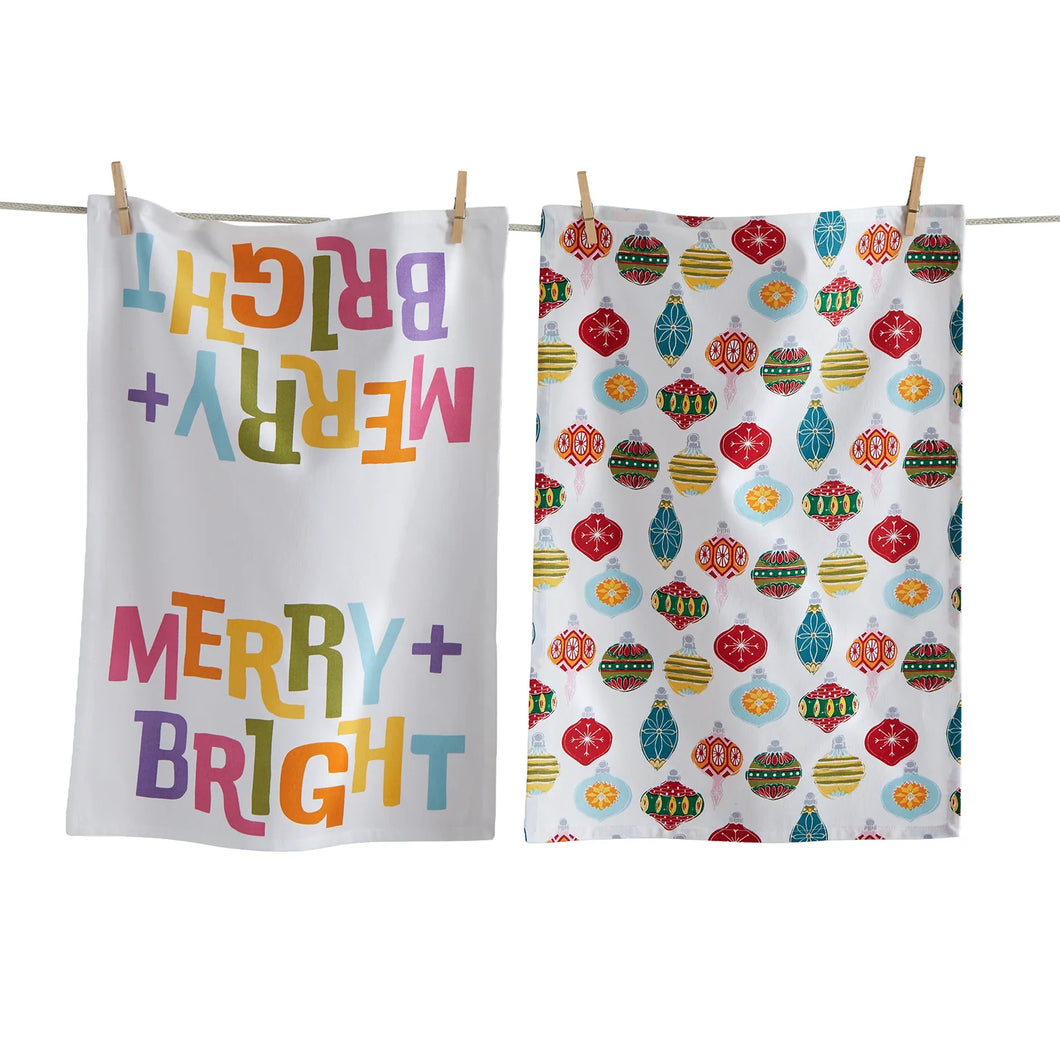 Merry and Bright ornament dishtowel set