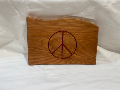 Irregular Shaped Cherry Cutting Board With Peace Sign