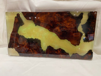 Charcuterie Board With Old Growth Redwood, Green With Gold 20
