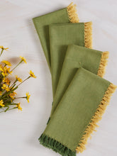 Chambray Napkin-Green/Gold
