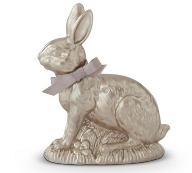 4 Inch Resin Gold Easter Bunny w/Bow