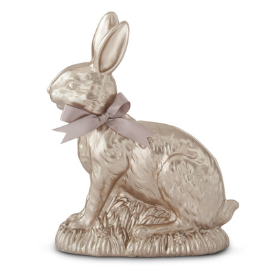 9 Inch Resin Gold Easter Bunny w/Bow