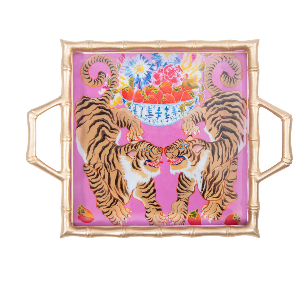 Tigers Enameled Chang Mai Tray