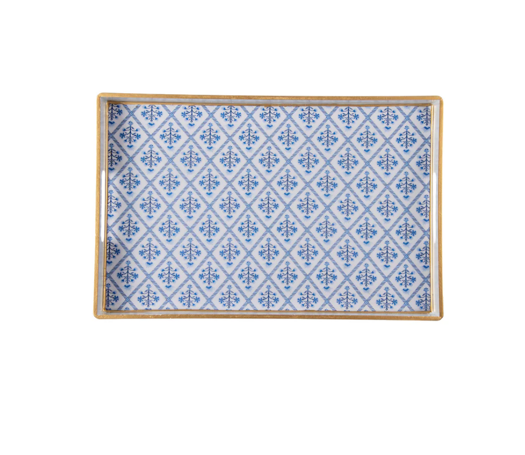 Marigold Lattice Enameled Rectangular Tray