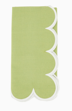 Cotton Scalloped Dinner Napkin-Kiwi