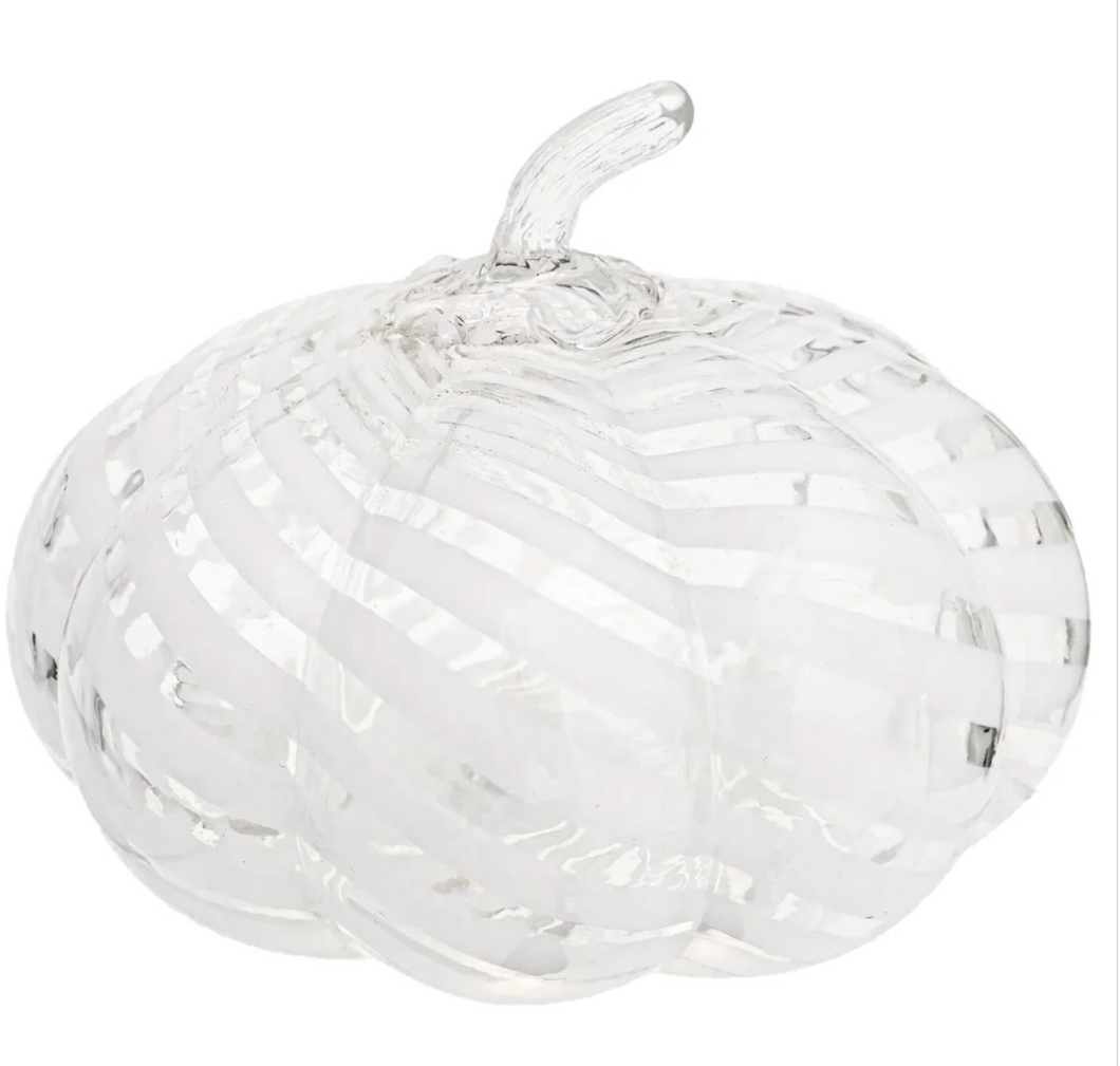 White Swirl Glass Pumpkin Small