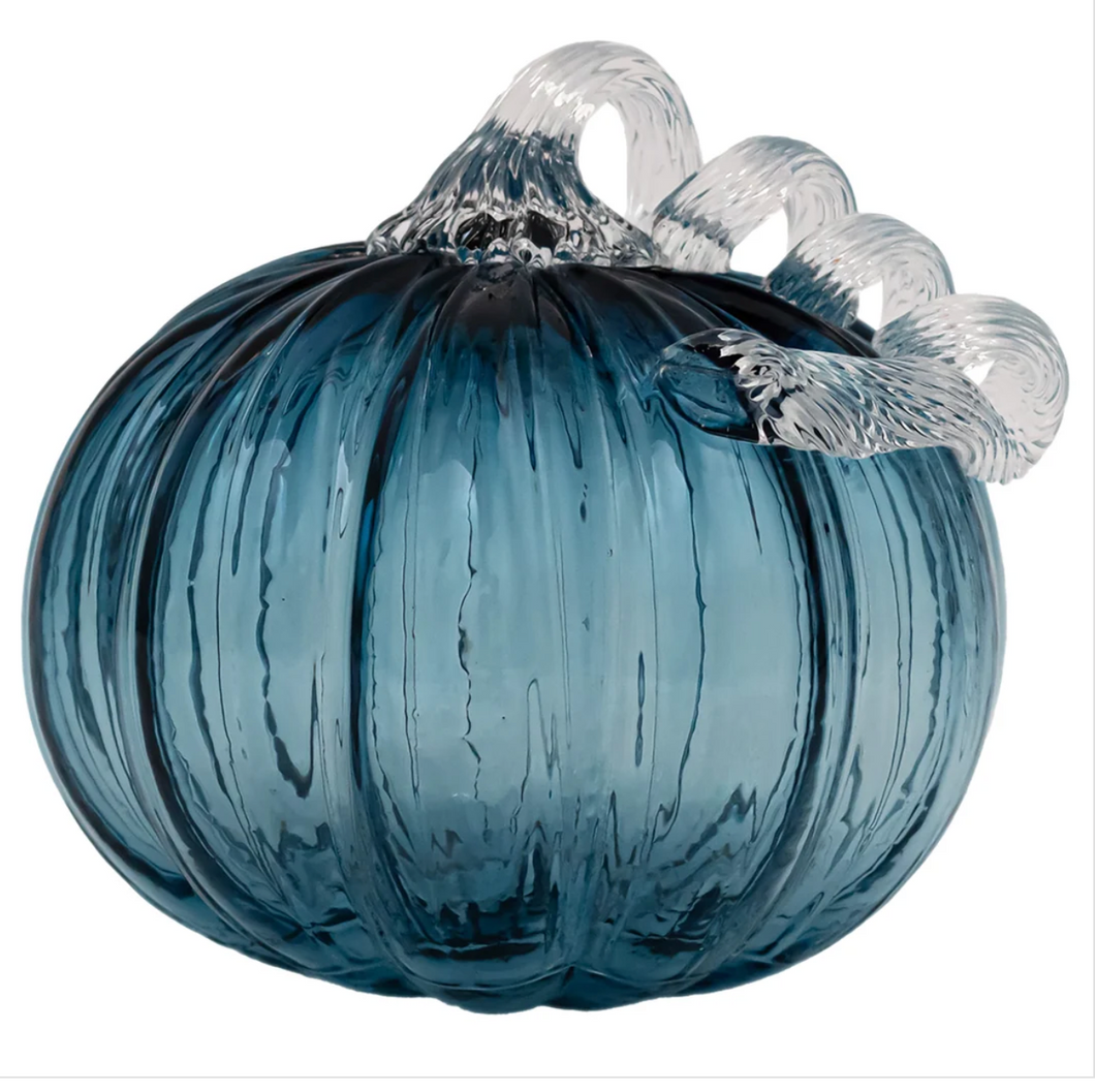 Savory Blue Glass Pumpkin Small