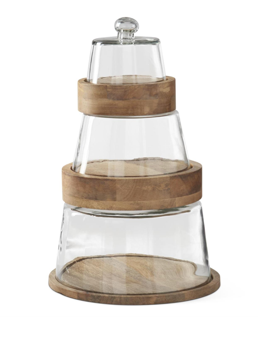 Stackable  Cake Plates w/Glass Cloches