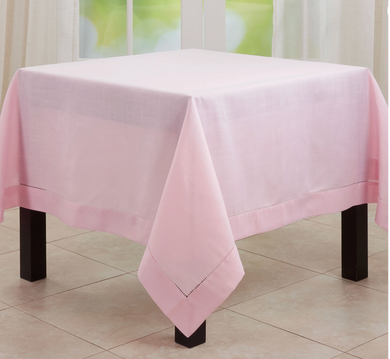 Pink Tablecloth with Hemstitched Border