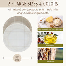 Beeswax Bowl Covers Set/2-10"