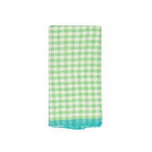 Two-Tone Gingham Kitchen Towels Lime & Aqua, Set of 2