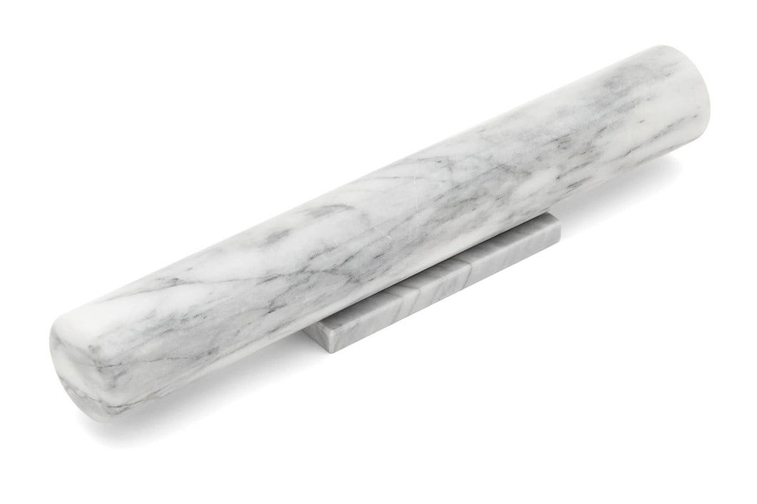 Marble French Rolling Pin with Base, White, 11