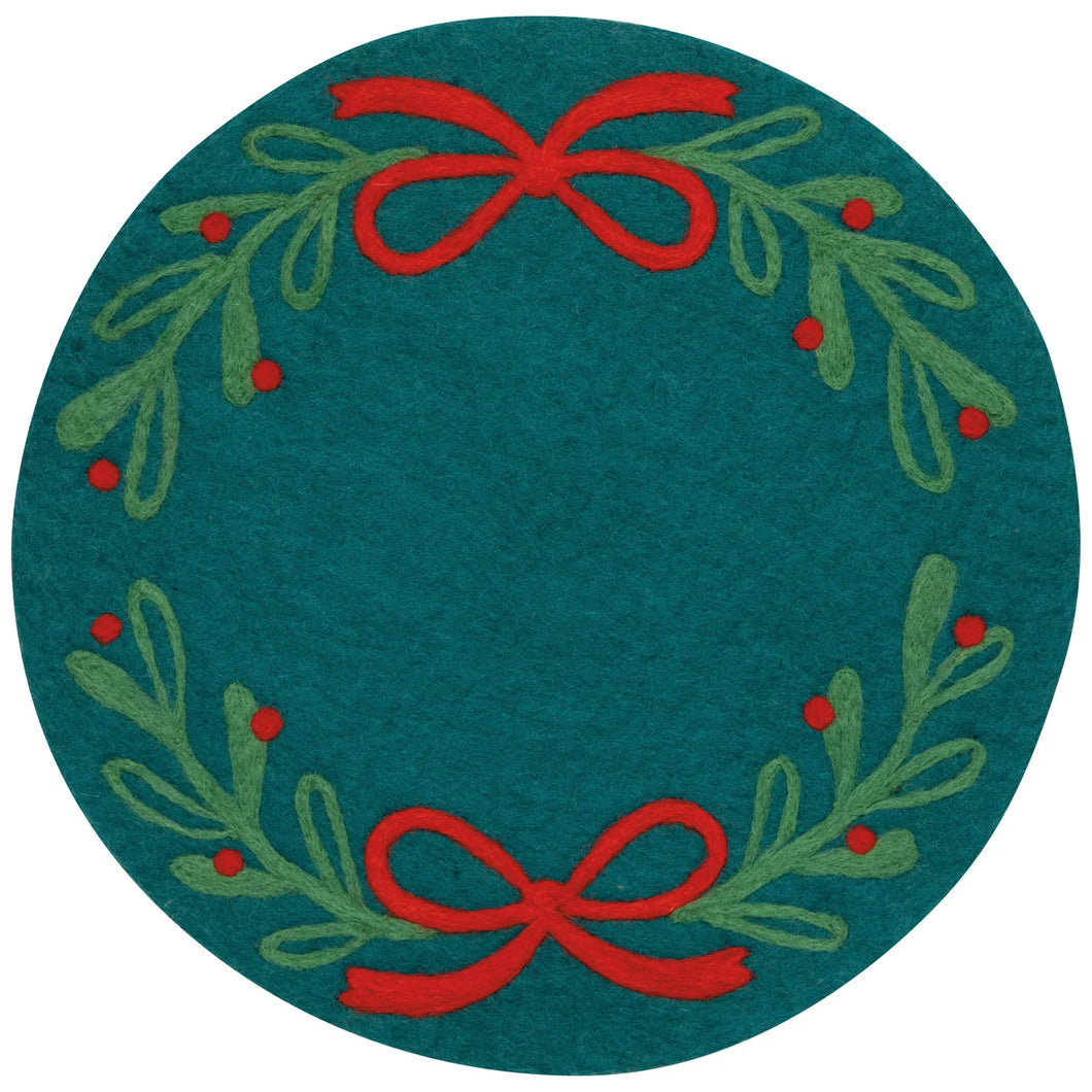 Mistletoe Christmas Felted Wool Placemat