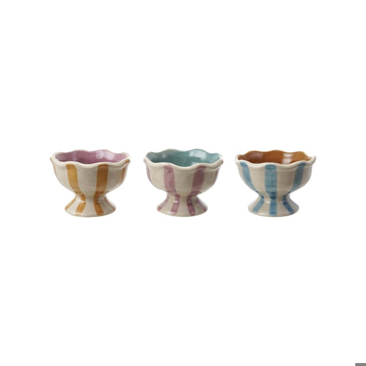 Striped Pedestal Bowl