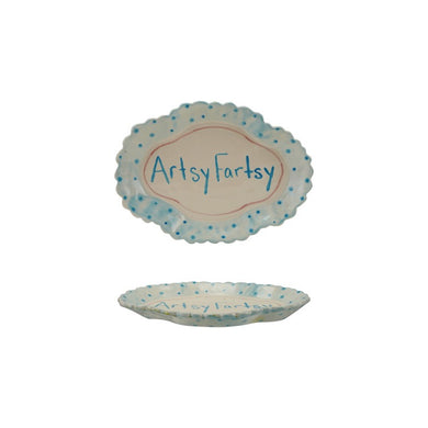 Hand-Painted Stoneware Scalloped Platter