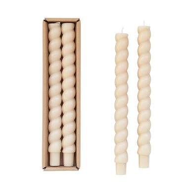 Twisted Taper Candle in Box, Cream