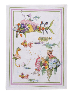 Pesciflora Pink Kitchen Towel