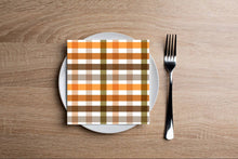 Autumn Gingham Cocktail Napkin Fall  - Thanksgiving