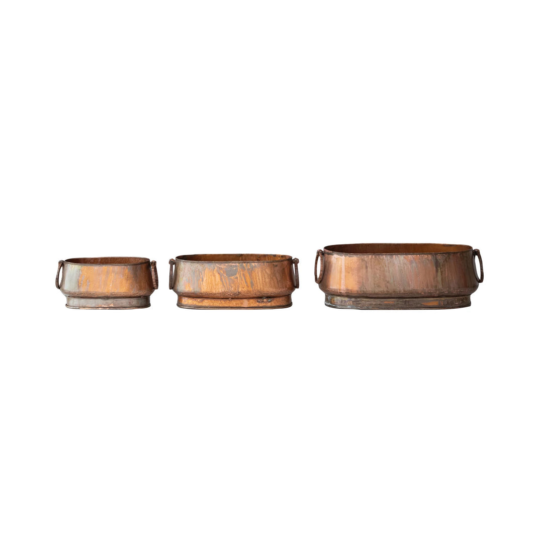 Oval Metal Planter