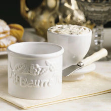 The Original Butter Bell® Crock- White Raised Floral