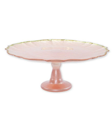 Baroque Glass Pink Cake Stand