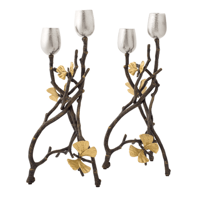 Butterfly Ginkgo Tall Candleholders