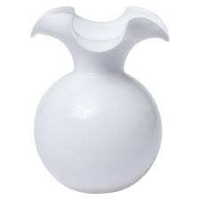 Large Hibiscus Fluted Vase, White
